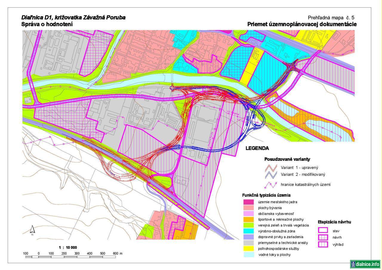 Mapka 6 navrhovanej križovatky D1 pri obci Závažná Poruba