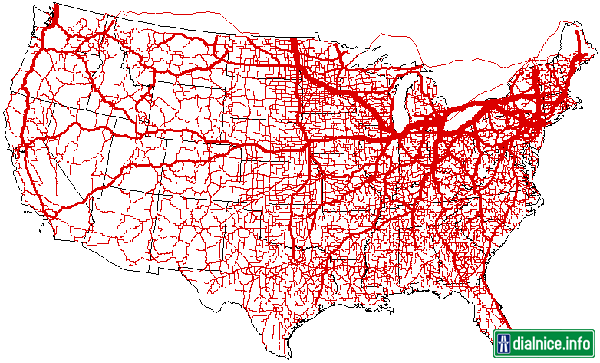 Reálny pohľad na diaľničnú sieť v USA