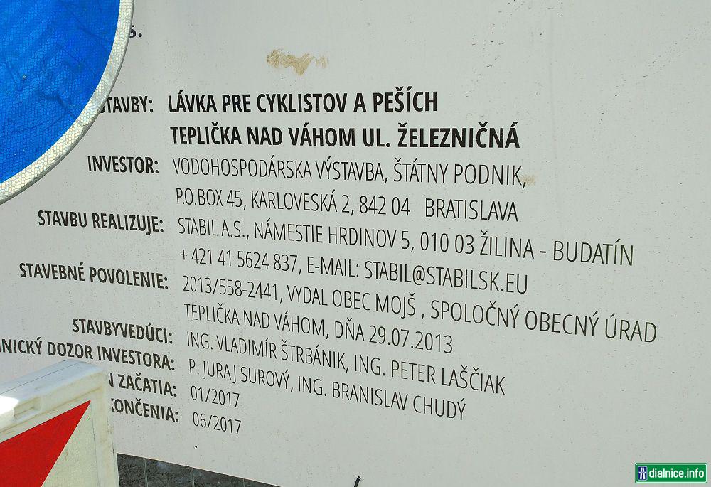 Výstavba lávky pre peších a cyklistov.