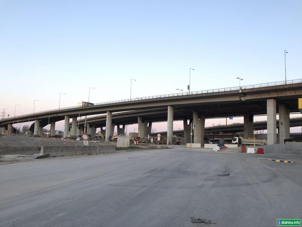Koniec Prístavnej ul. a začiatok R7 pod Prístavným mostom 24.3.2020
