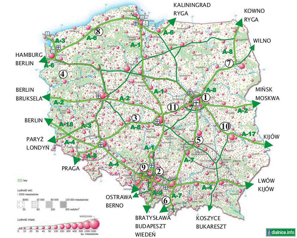 Poľsko - návrh ďalšieho trasovania diaľníc a RC IV.