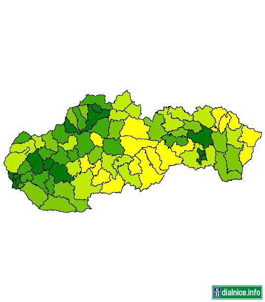Hustota obyvateľstva v SR (na km2, 2005)