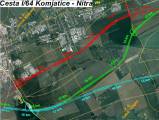 Ortofotomapa časti úseku cesty I/64 Komjatice - Nitra